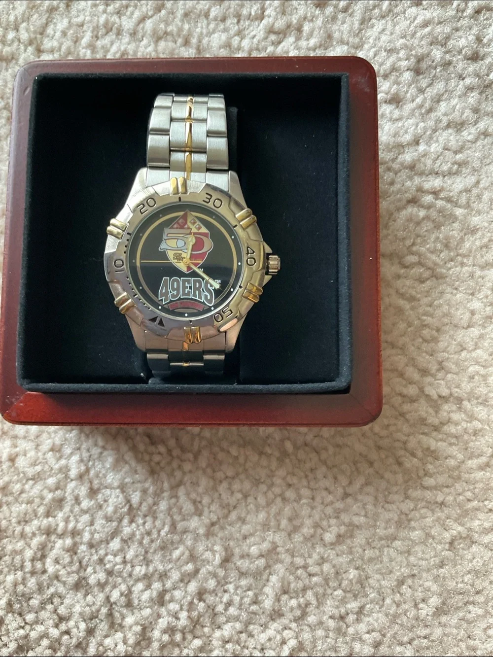 Fossil Watch Box - Brown with Gold and Maroon 50th Anniversary Emblem